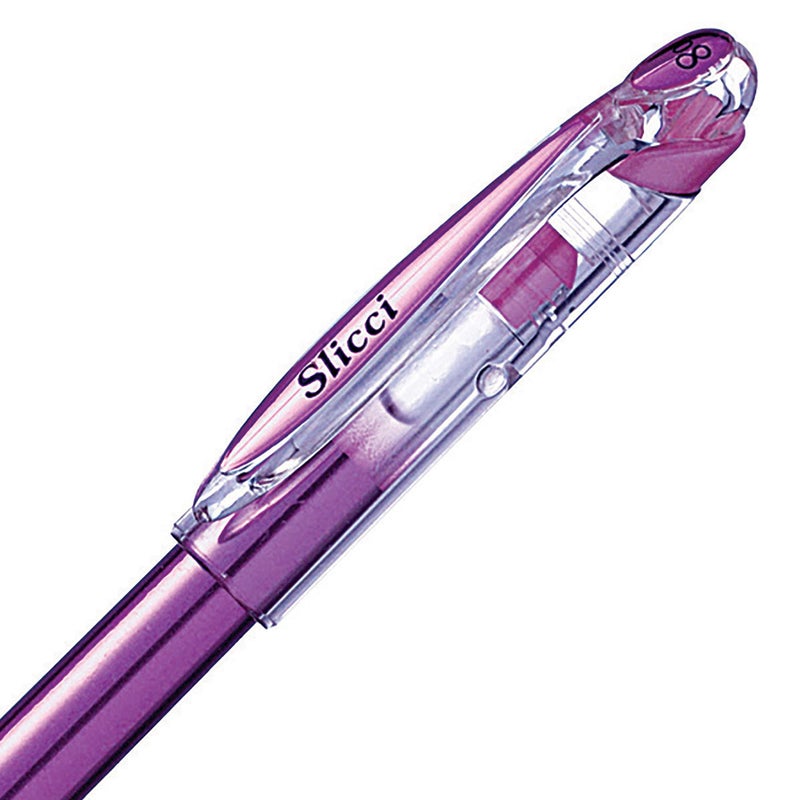 بنتل قلم جل برأس إبرة 0.8 مم من Pentel Arts Slicci Metallic، حبر بنفسجي معدني، صندوق من 12 (BG208-MV) - Image 4